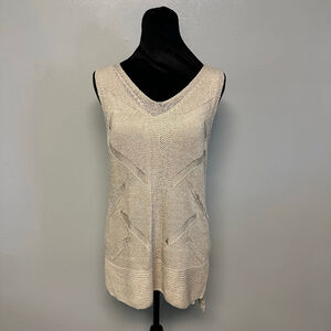 Women's Cato Beige Knit Tank Top Size small sleeveless boho spring summer tunic